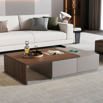 Simple rectangular retractable coffee table