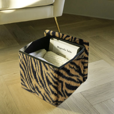 Go-Poufs Knock-Down Small Cube Faux Fur Storage Ottoman |12"x12"x12"