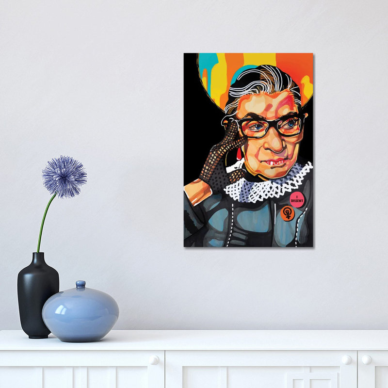 Ruth Bader Ginsburg - impression d'art graphique, H 18 po x l 12 po x 1,5 po, Toile tendue, Pas de tapis