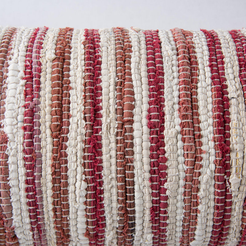 Rectangular Cotton Pillow Cover & Insert, Red/Ivory