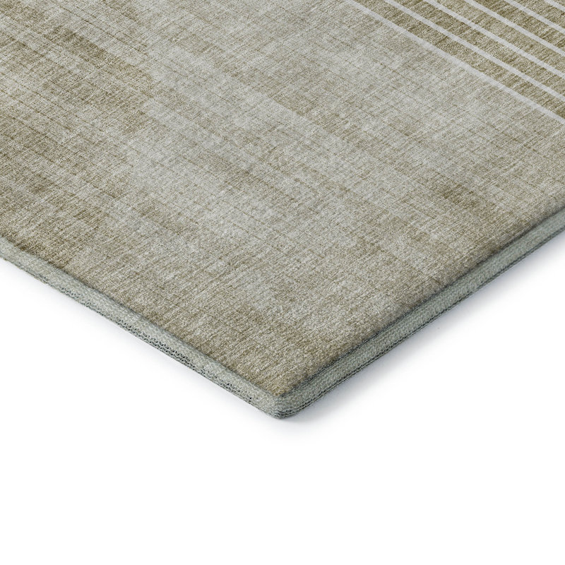 Tapis taupe Prisco lavable à la machine de qualité supérieure, Rectangulaire 8 pi x 10 pi