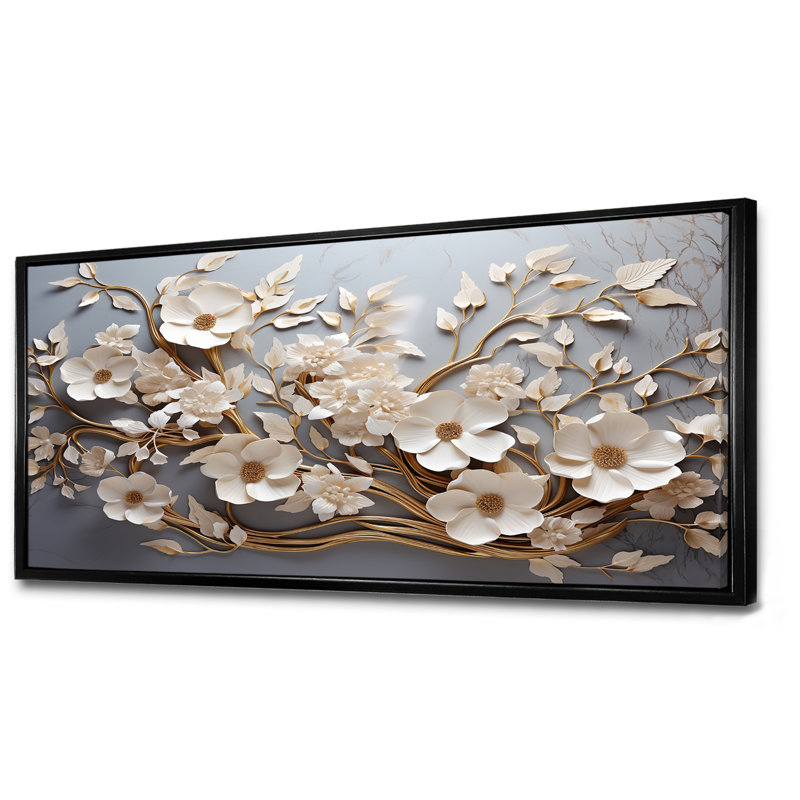 «White Orchid Tree Garden of Branches 7», reproduction d'art sur toile florale abstraite - reproduction d'orchidée sur toile
