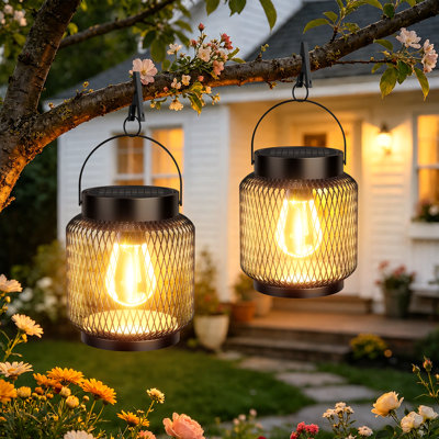 Solar Lanterns Outdoor Waterproof, Metal Hanging Solar Lights For Outside, Upgraded Brighter Outdoor Lanterns Decorative For Garden Patio Yard Porch