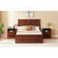 Grand lit en noyer avec tête de lit géométrique 3D et banc de rangement, rangement à 4 tiroirs, mobilier de chambre moderne-303340302-303340303