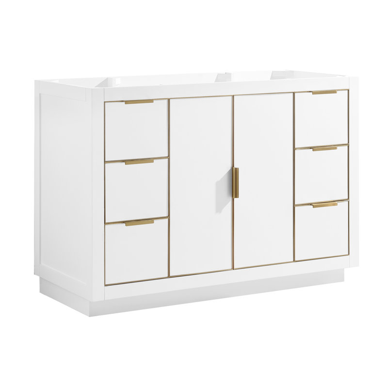 Austen 48'' W Single Bathroom Vanity Base, White/Brushed Silver