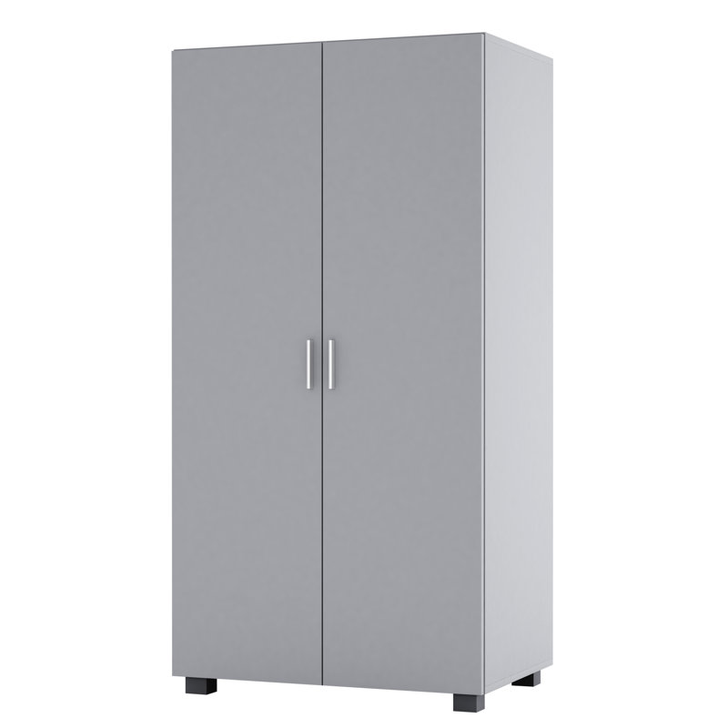 Gianpietro 2 Door Manufactured Wood Wardrobe, Grey