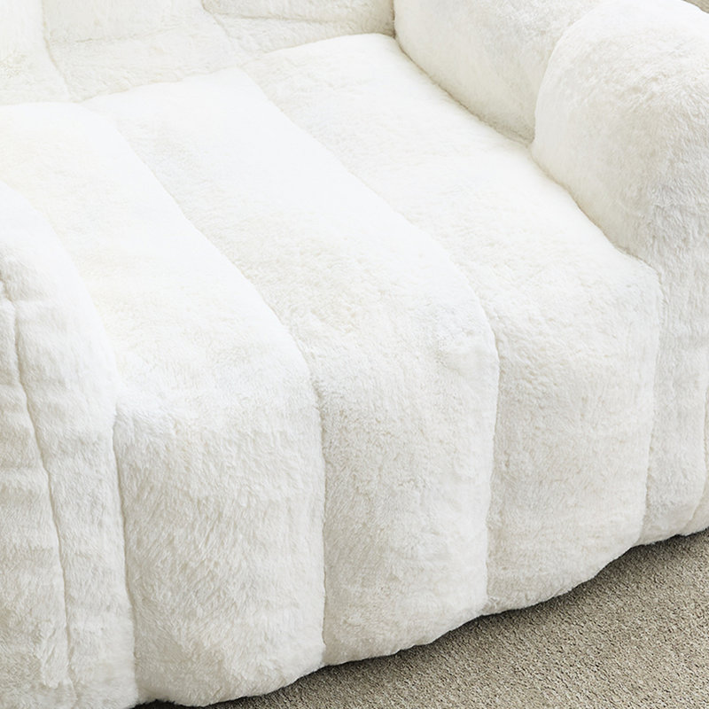 Fauteuil à billes en fausse fourrure blanc