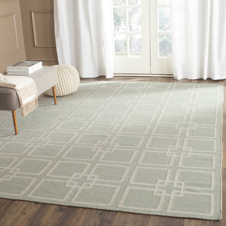 Dance Martha Stewart Flat Weave Wool/Silk/Cotton Geometric Rug in Fennelseedgreen