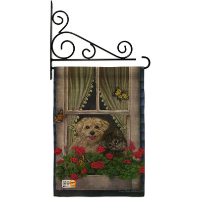 Double Sided 18.5'' H x 13'' W Burlap Animal Flag Set