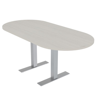 Table de conférence en forme de piste de course avec base en T en métal