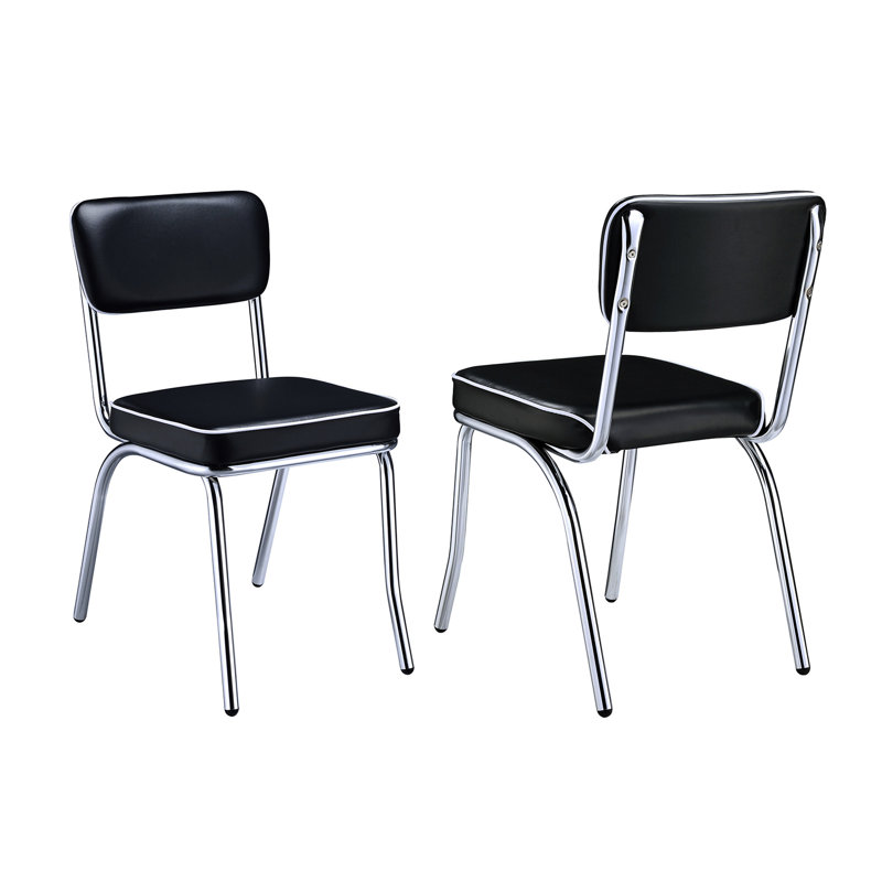 2 pièces de chaises d'appoint rembourrées, noir / - Design rétro distinctif avec coussin et structure stable pour le repas de 2 chaises dans une pièce à cadre noir à assise souple et robuste