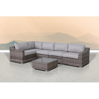 Moyeda Fully Assembled Wicker 4 - Person Seating Group with Cushions