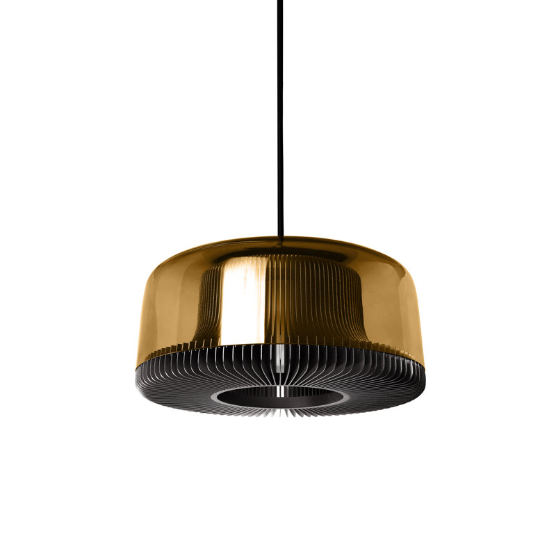 Dub 1 - Light Pendant, Amber Glass/Gray, 6" H x 10.9" W x 10.9" D