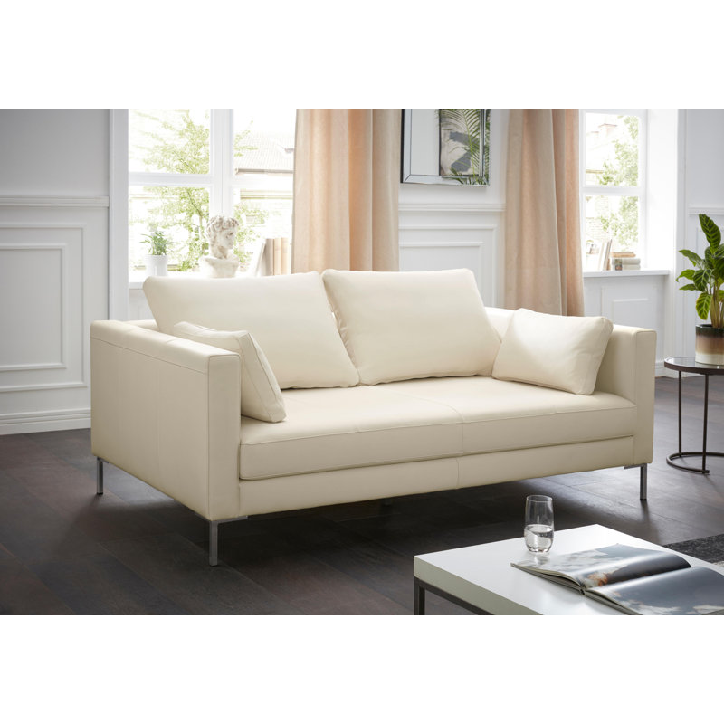 Marius 2 Seater Leather Sofa, Cream, Lether Comfort