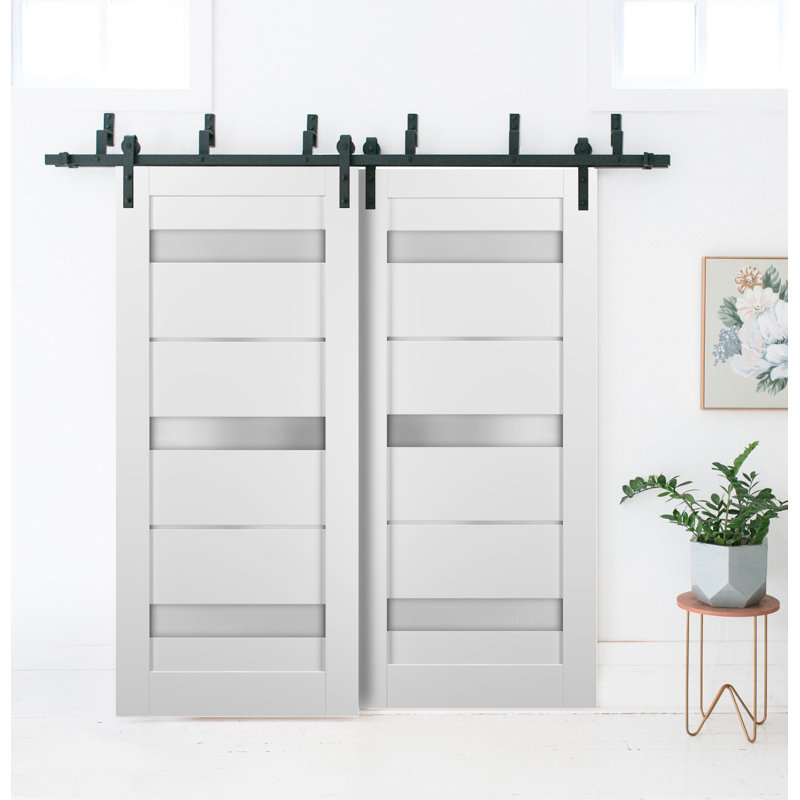 Portes blanches en verre givré Quadro, 56 po x 84 po