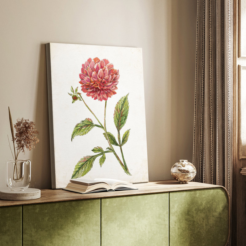 Scarlet Botanical I - Cavas enveloppés de galerie, H 60 po x l 40 po