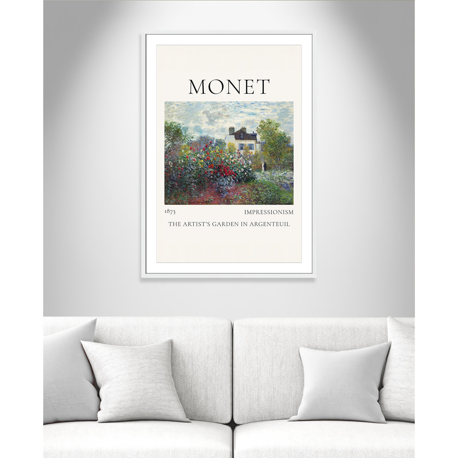 Rocchetto "Artists Garden in Argenteuil" Print, White Single Picture Frame, Yes, 41.5" H x 29.5" W x 1.25" D