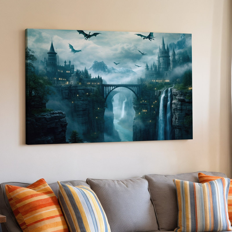 Toile, paysage fantastique à couper le souffle mettant en vedette une brume dramatique dans un canyon enveloppé avec des falaises imposantes de chaque côté, art mural