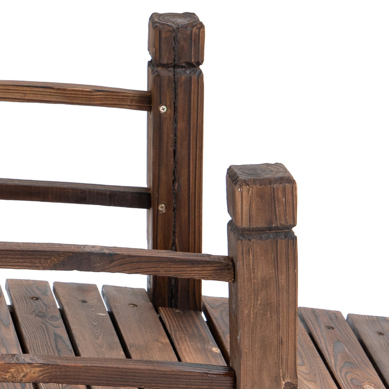 Le pont en bois de sapin de 60 po x 26,5 po et 19 po, avec un côté élégant pour les jardins et les ruisseaux, rehausse le décor de la cour