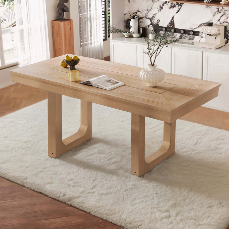 Table de ferme extensible - 60 po à 78 po avec rallonge amovible, finition naturelle, Naturel
