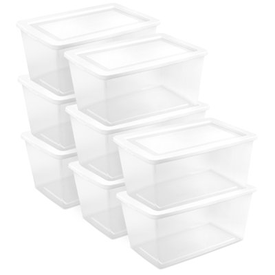 Sterilite 6 Qt Storage Box, Stackable Plastic Container, Home Organizer, 12 Pack