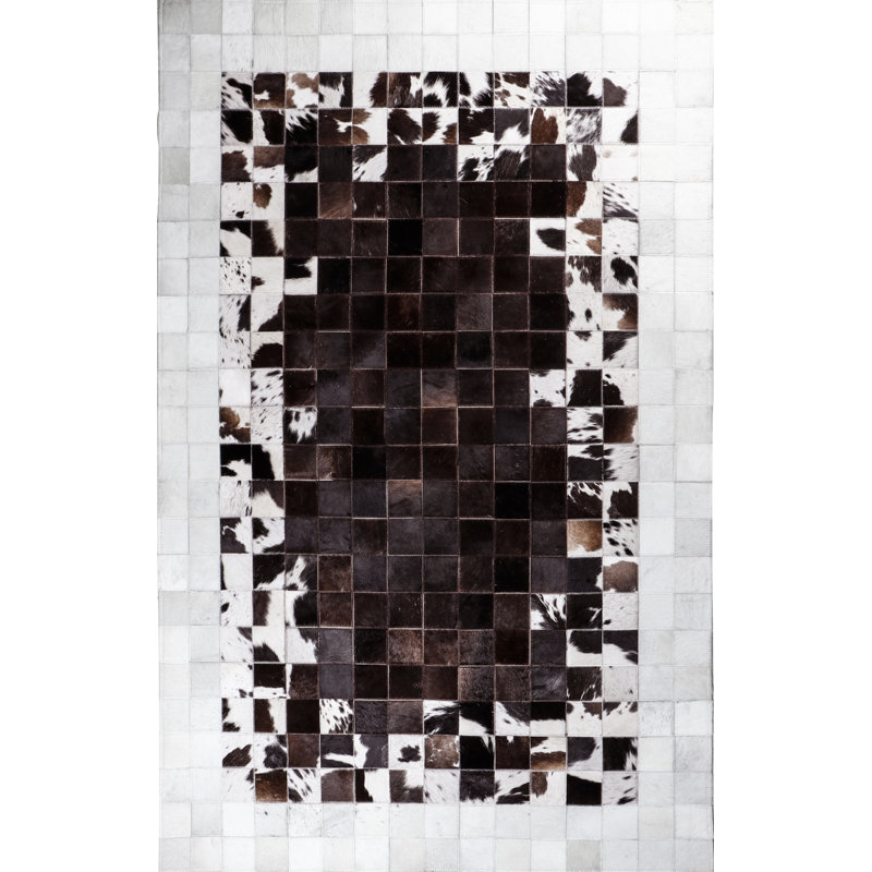 Bolme Cowhide Patchwork Indoor Rug, Rectangle 4' x 6'