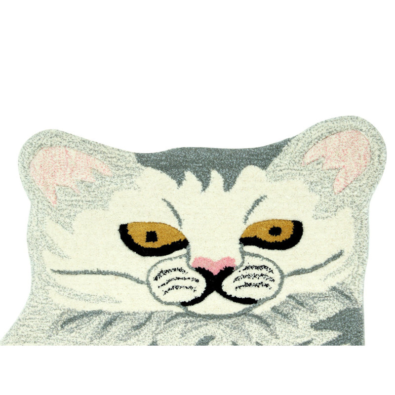 Snow White Cat Yoga Mat – Handwoven Cotton Meditation Floor Rug