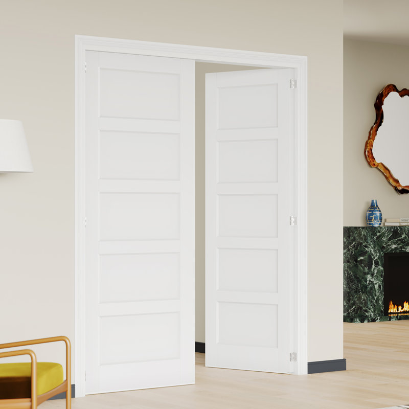 Intérieur double porte de garde-manger de style shaker à 5 lumières, 56 po x 80 po