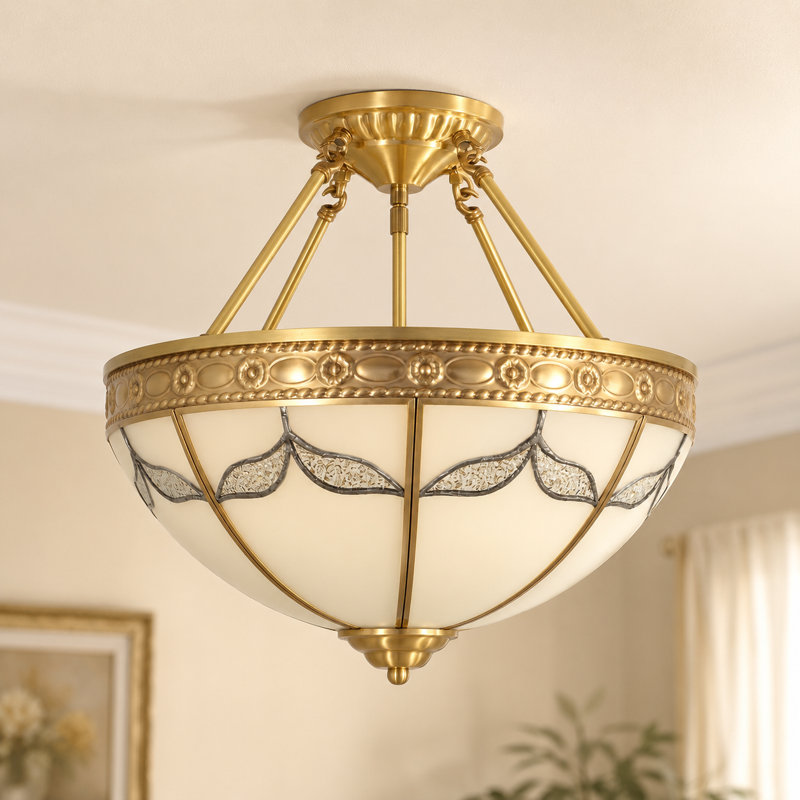 Lustre semi-encastré à 4 lumières de style moderne Mid-Century