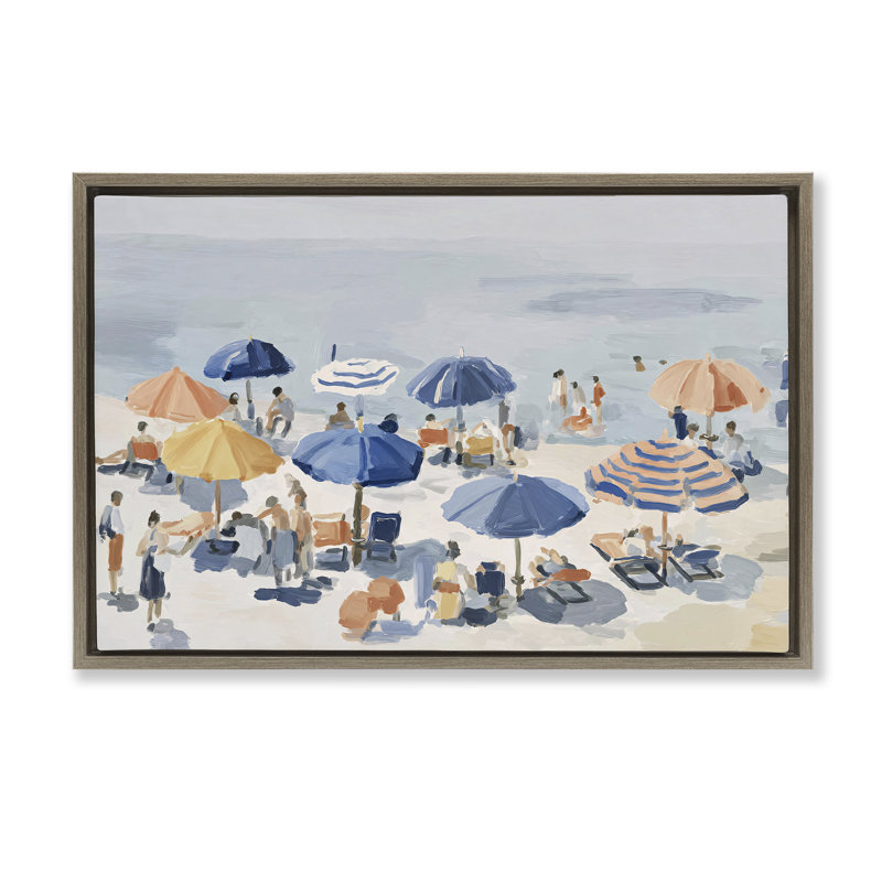 Cadre flottant Summer Fun Beach, par Jacky Ngan, H 17 po x l 25 po, Montalcino orme flottant encadré