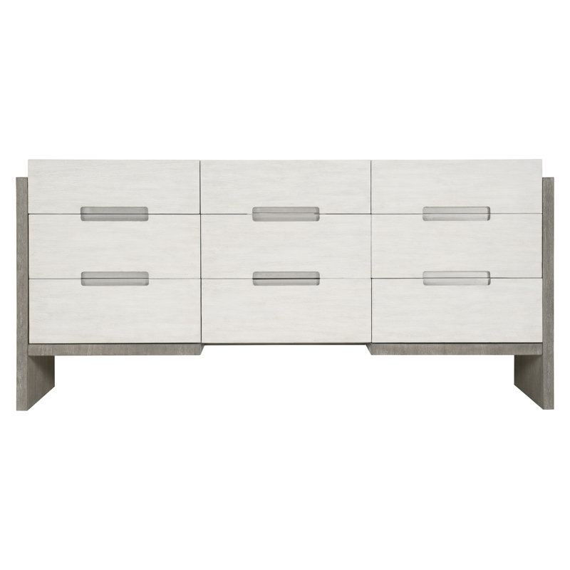 Linen and Light Shale 72" Transitional 9-Drawer Dresser