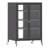 35.8" High Media Storage Cabinet With Wheels, AV Stereo TV Stand With 4 Adjustable Glass Shelves & Door, Heavy-Duty Steel Frame For Living Room, Easy Assembly
