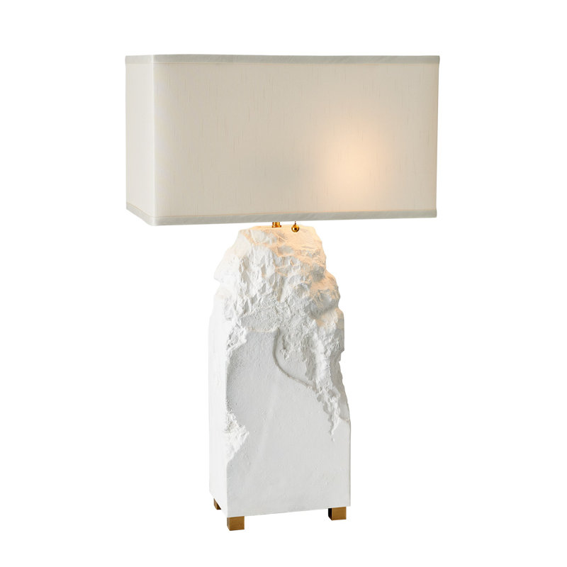 Lampe bloc ciselée en blanc mat