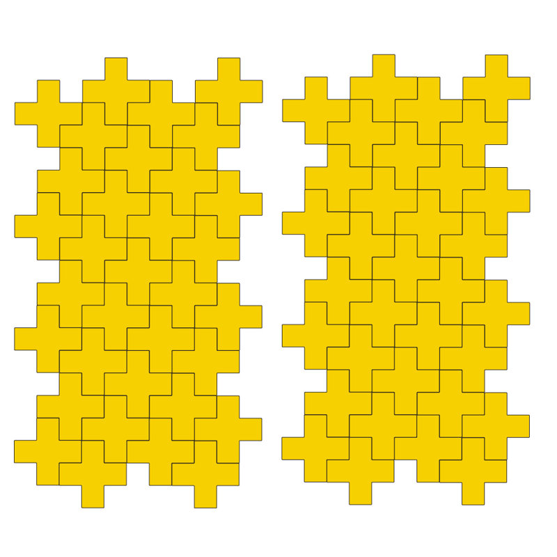 Décalcomanie murale à motifs croisés suisses, H 6 po x l 6 po x P 0,01 po, Jaune clair