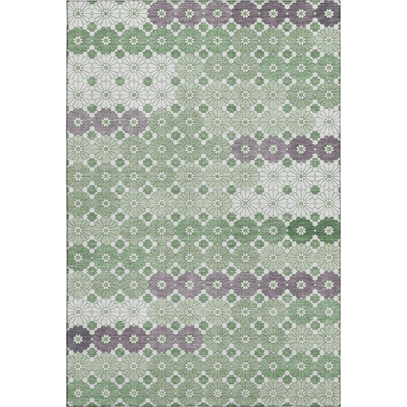 Premium Machine Washable Slesnick AMF1678 Geometric Rug, Rectangle 3' x 5'