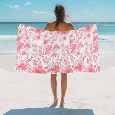Serviette de plage, aquarelle, fleur, bain, serviettes de piscine, rose, plante, plante, absorbant, serviette de plage, doux, grand, séchage rapide, léger, camping, voyage, sports, yoga, gymnastique, serviettes de bain pour adulte, 50 x 60 pouces