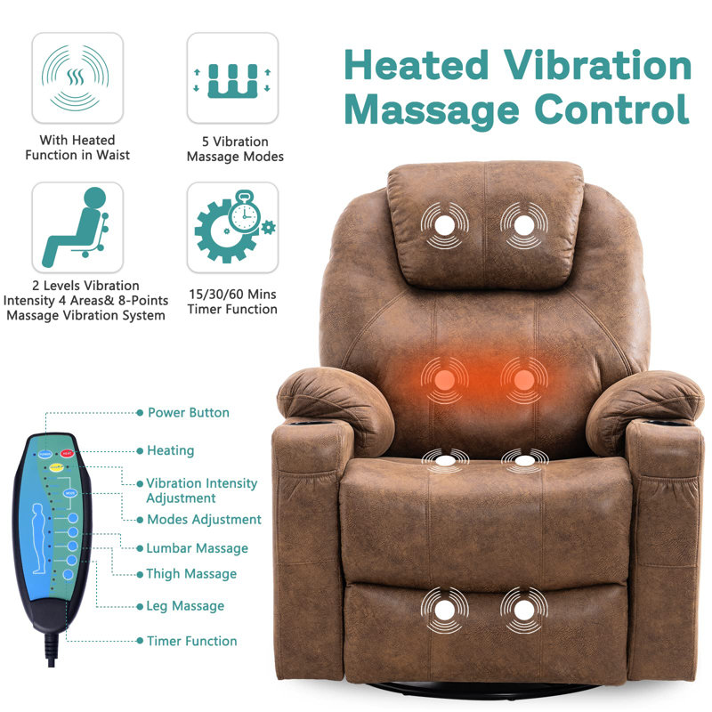 Zyriana Upholstered Heated Massage Chair, Brown