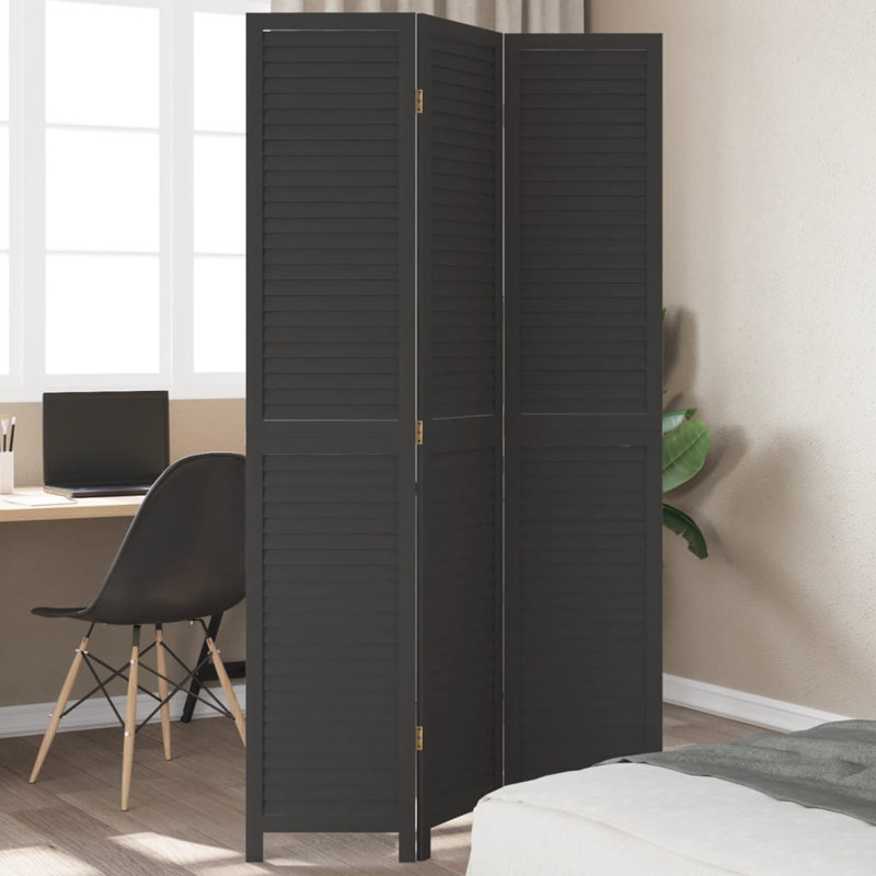 Nyemia 110cm W 3 - Panel Solid Wood Accent Room Divider, 200cm H x 110cm W