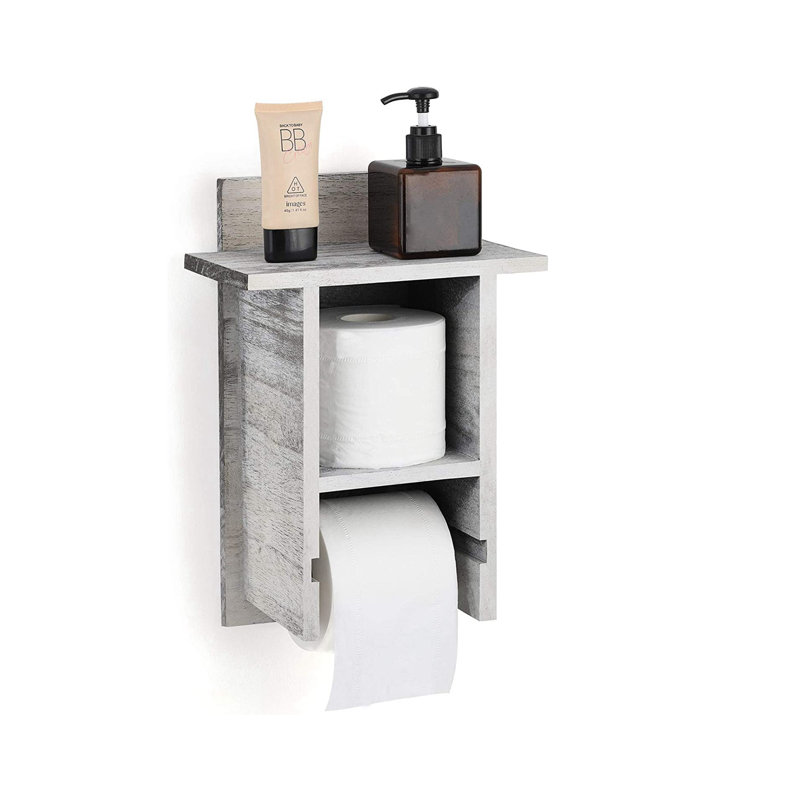 Porte-papier hygiénique mural en bois, Blanc rustique