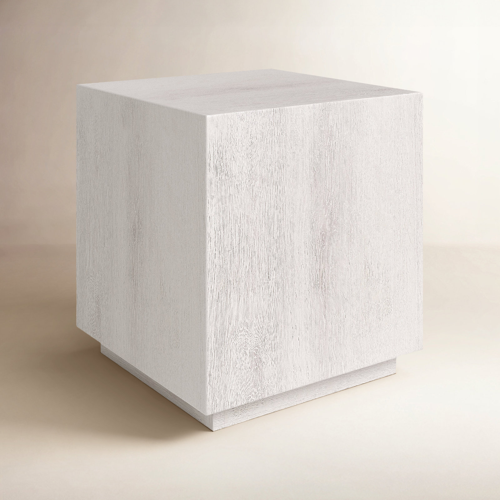 Taryn 20" Block End Table, White Wash