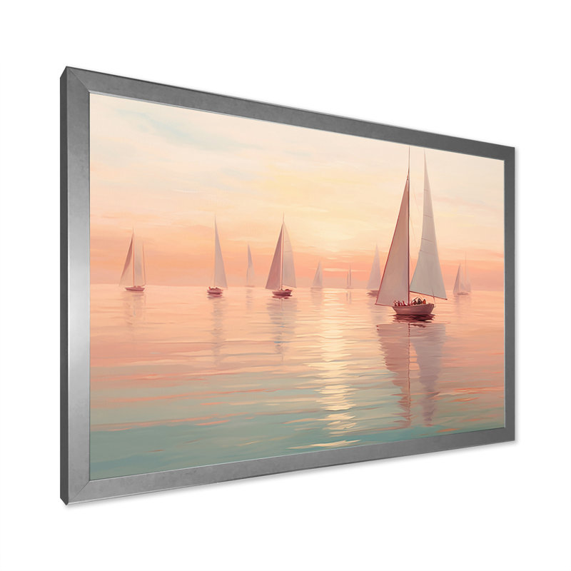 Oliveras voilier harmonieux III - impression, H 30 po x l 40 po x P 1,5 po, Cadre simple argenté