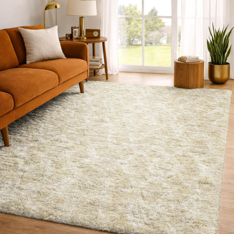 Tapis à poil long de qualité supérieure lavable à la machine ADS622, Beige, 10' x 14'