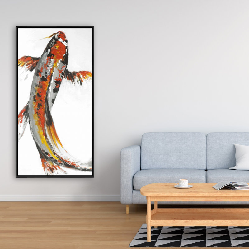 Butterfly koi fish - 24"x48" Framed canvas