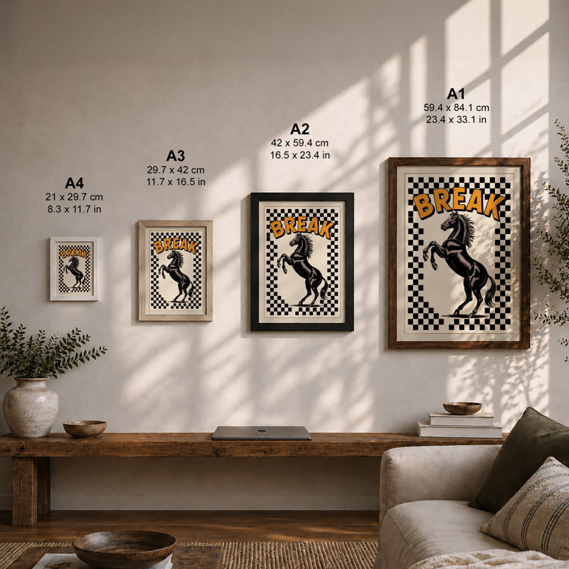 Break Free Graphic - Framed Print, Oak, A3 - 42.0 x 29.7 cm