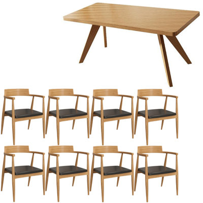 European style solid wood dining table set.