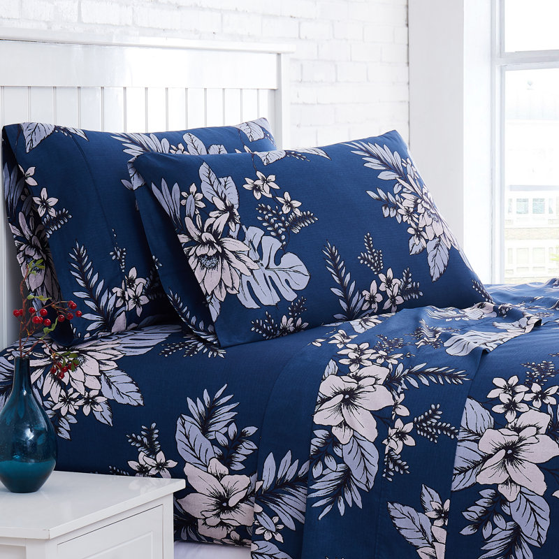 Flora 300 Thread Count Floral 100% Cotton Sheet Set by Southshore Fine Linens, Queen