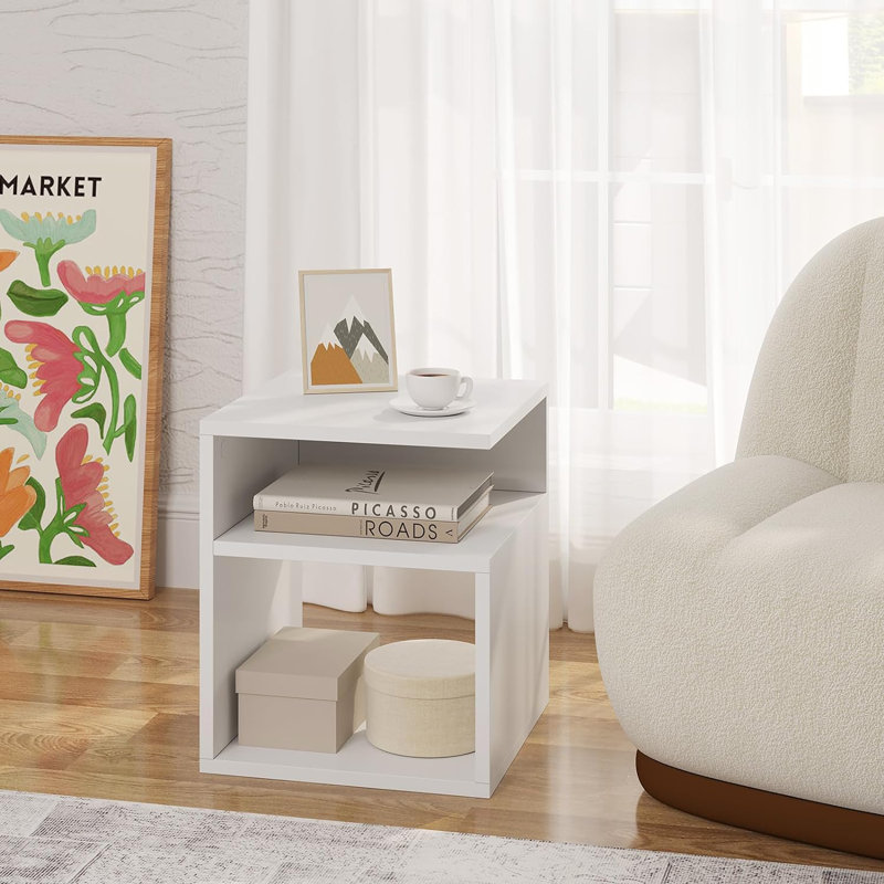 Mugdha 35cm W Solid + Manufactured Wood Bedside Table, White
