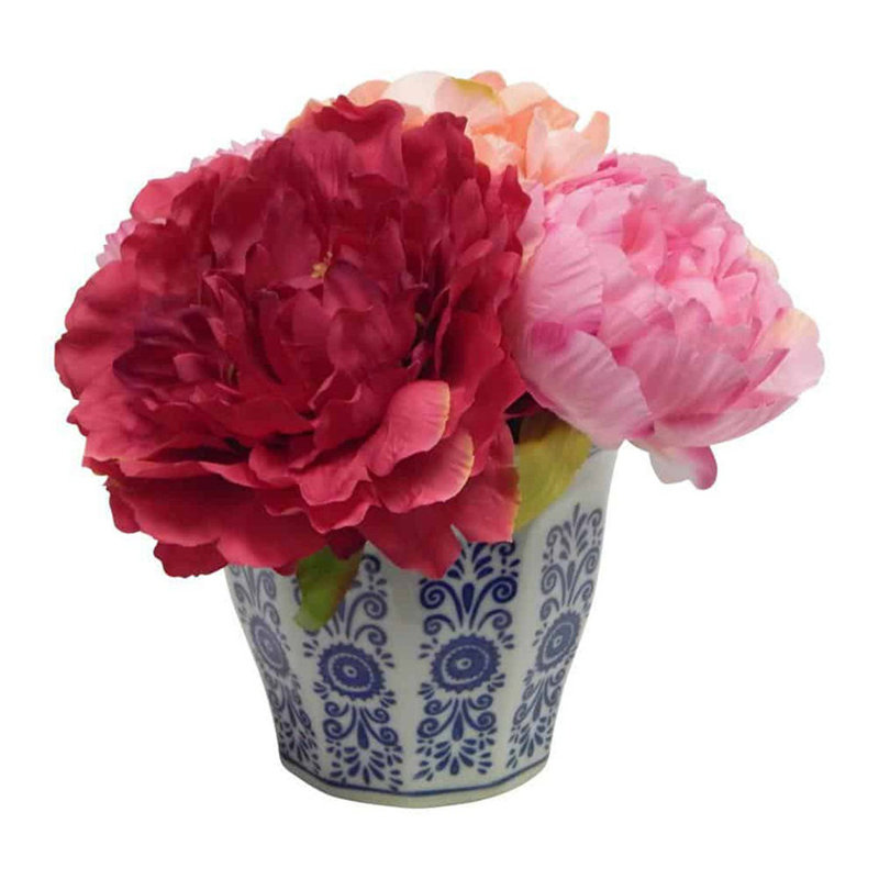 Silk Peony Arrangement in Pot