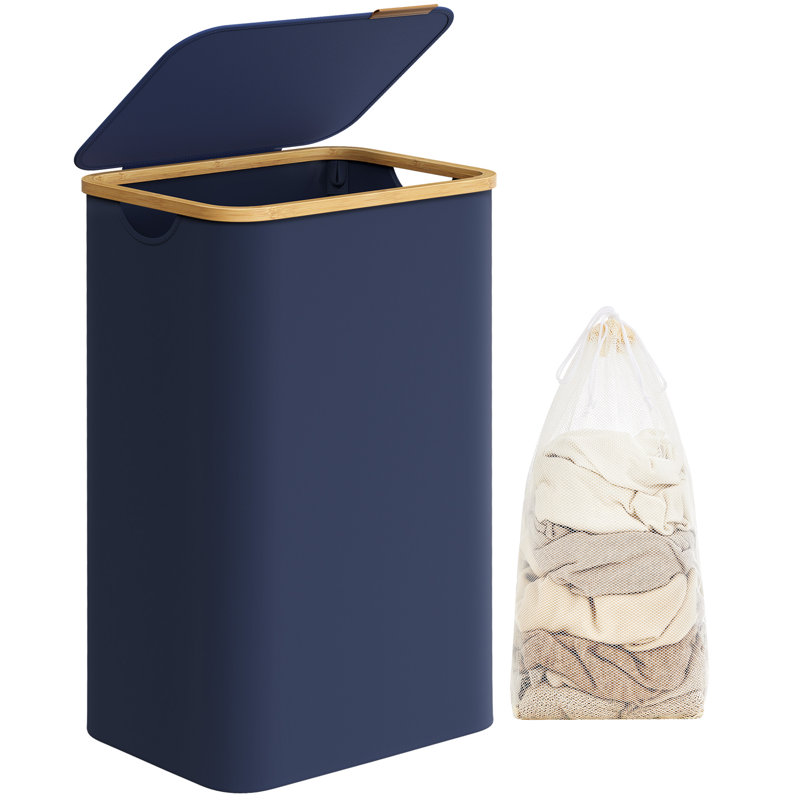 Laundry Hamper with Handles, Navy Blue