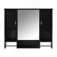 Armoire de rangement murale moderne 35 po x 28 po, armoire de salle de bain murale avec miroir, armoire à pharmacie avec barre à serviettes
